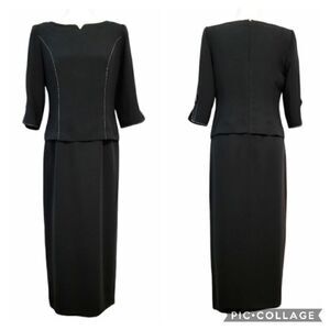 Maggie London Black Dress Suit White Stitch Dress